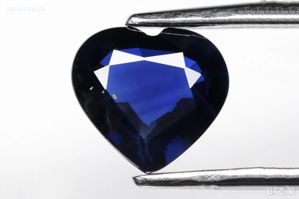 Син сапфир от Австралия - нагряван 0.78ct VS сърцевидна шлифовка, снимка 1