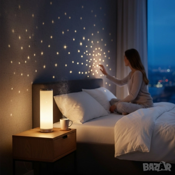LED настолна лампа със „звезден ефект“ – топла светлина за уют и спокойствие, снимка 1