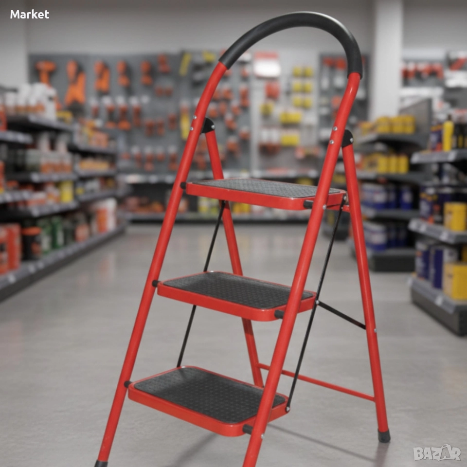 Лека сгъваема стълба – 3 Стъпала, до 150 кг, супер компактно прибиране, снимка 1