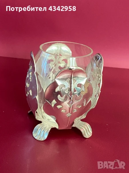 Стъклен свещник.Германия., снимка 1