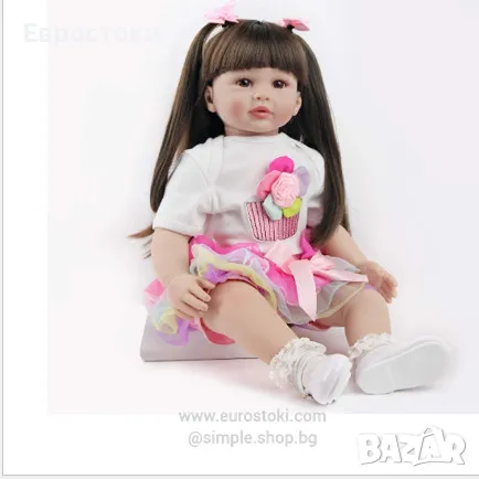 Реалистична кукла ZIYIUI Reborn Baby Doll с дрехи и аксесоари, дълга коса, около 60 см, снимка 1