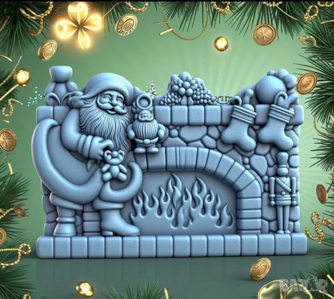 Молд дядо Коледа с камина , снимка 1