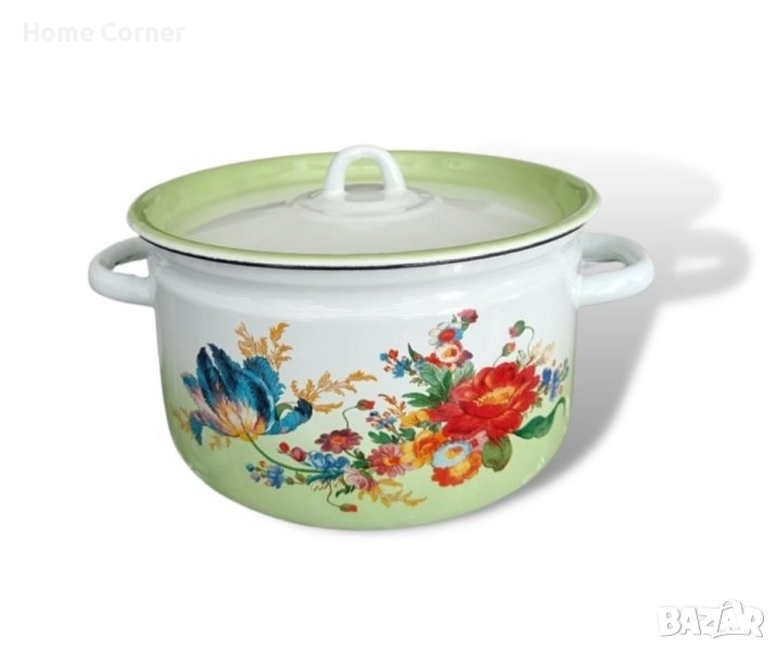 Емайлирана тенджера 5.5 л, Ø23 см, с капак, снимка 1