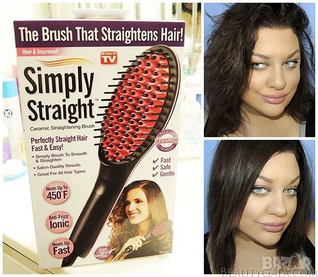 Четка за изправяне и изсушаване с LCD дисплей и 3D керамични цилиндри, снимка 1