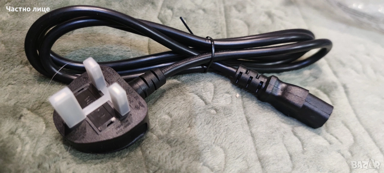 Захранващ кабел, от 3-пинов контакт за Англия, снимка 1