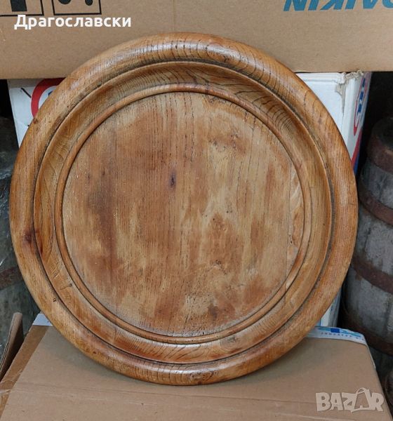 Красива голяма стара Дървена чиния - поднос, с три крака , снимка 1