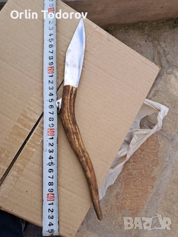 Ръчно изработени нож с косалена дръжка, снимка 3 - Ножове - 54242709