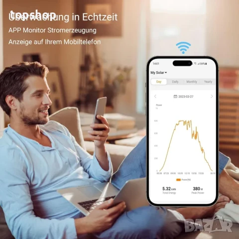 Инвертор 800 W - Инвертор IP65 с WLAN приложение за 2 соларни модула, снимка 4 - Друга електроника - 50511191