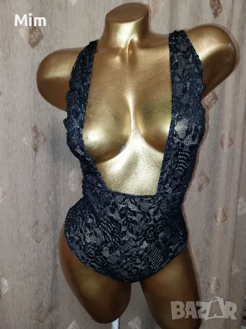 Asos S Черно дантелено боди , снимка 5 - Корсети, бюстиета, топове - 49612915