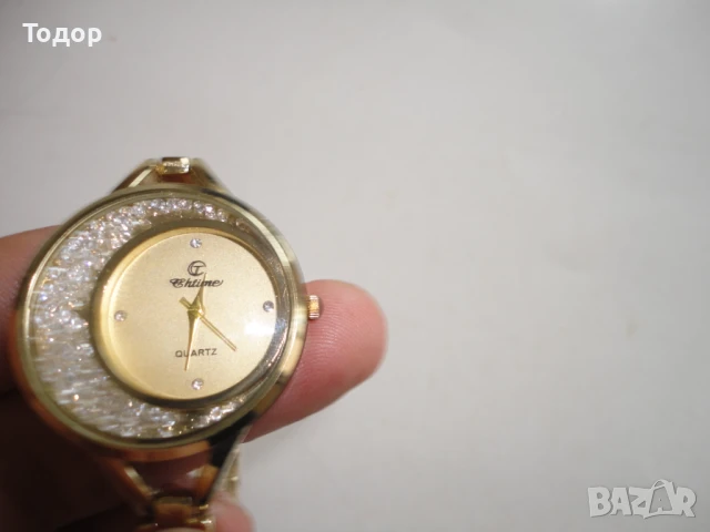 Позлатен часовник с кристали , снимка 7 - Дамски - 50582996