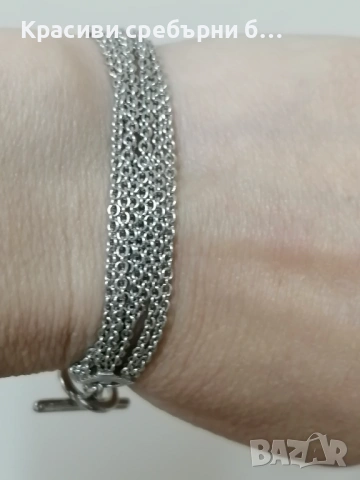 Сребърна гривна оригинал на Emporio Armani , снимка 8 - Гривни - 53750742