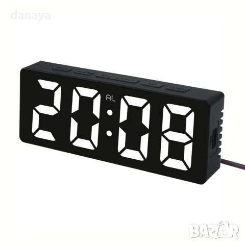 6441 LED дигитален настолен часовник с голям дисплей и температура