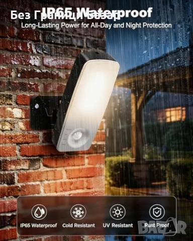 Нова външна Акумулаторна лампа със сензор за движение IP65 3 режима, снимка 8 - Външни лампи - 54057698