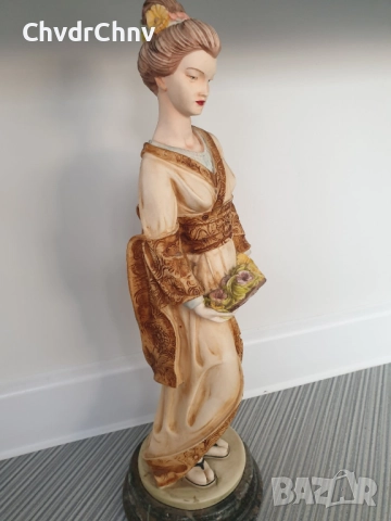 ARNART статуетка мраморен резин 41см-4kg/американска фигура на гейша-японка с цветя, снимка 6 - Статуетки - 52973394