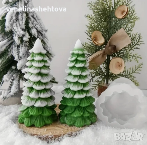 3D Висока коледна елха силиконов молд форма свещи гипс сапун смола фондан шоколад , снимка 2 - Форми - 52260576