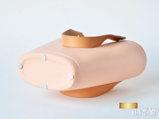 Керамична Декоративна Кашпа във Формата на Дамска Чанта / Саксия Цвят Праскова / Подарък за Нов Дом, снимка 9 - Вази - 52395340