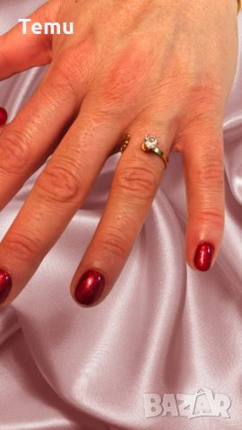 Модерен дамски пръстен от недъждаема стомана тип полузатворена халка с детелина и камък цирконий  Es, снимка 3 - Пръстени - 45754133