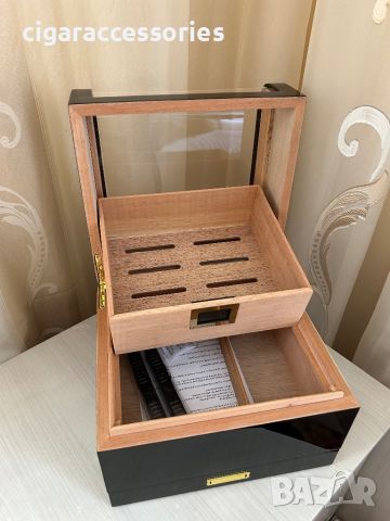 Хумидор кутия за пури с дигитален хигрометър, снимка 3 - Табакери - 45466541