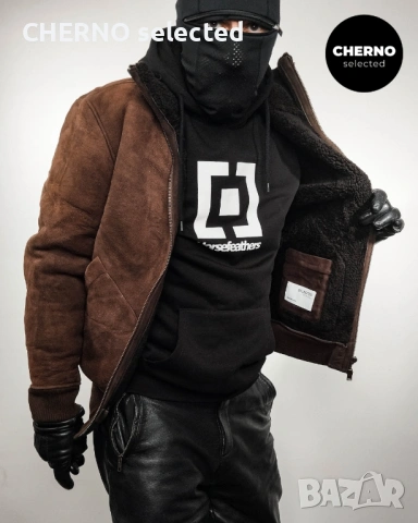 Мъжко бомбър яке от естествена кожа SELECTED HOMME NORTON Lamb Shearling Bomber Jacket – L•M - НОВО, снимка 6 - Якета - 53685679