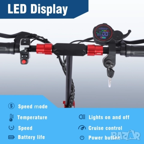 Електрически скутер, тротинетка със седалка 1200W 18AH, 55 км/ч, снимка 8 - Мотоциклети и мототехника - 51943122