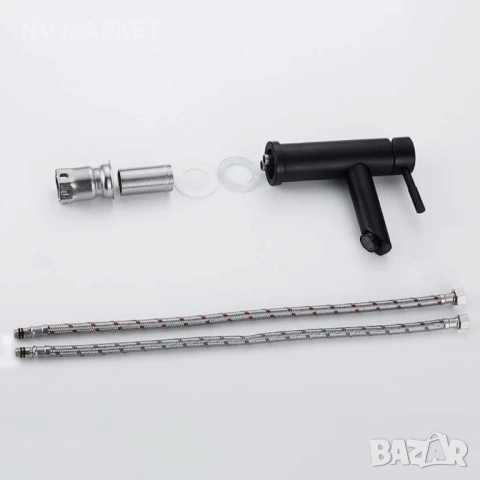 Смесител за мивка, неръждаема стомана , черен мат, снимка 2 - Смесители - 53837434