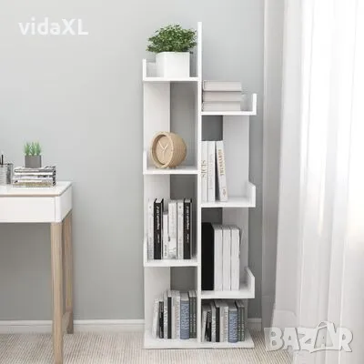 vidaXL Библиотека, бяла, 48x25,5x140 см, инженерно дърво（SKU:808909）, снимка 3 - Други - 49164069