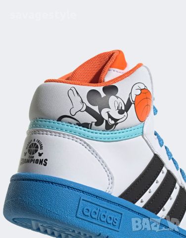 Детски кецове ADIDAS x Disney Mickey Mid Hoops Shoes White/Multi, снимка 8 - Детски маратонки - 46165749