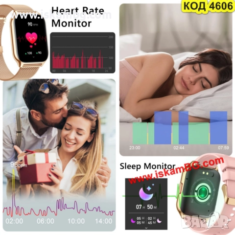 Дамски смарт часовник TechONE Wand Pro – Златен, 2 каишки - КОД 4606, снимка 6 - Дамски - 51966031