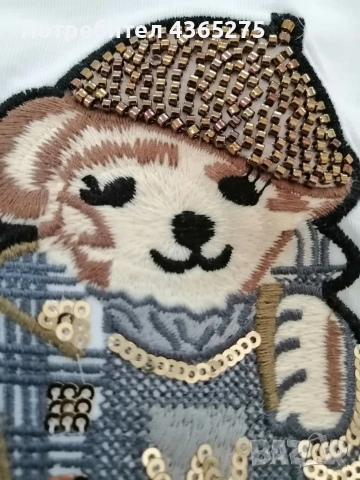 Ново‼️Нов модел блузки с мече❎S M L XL XXL 🔝Уникална материя и бродерия с мъниста 💕💕🍀, снимка 7 - Тениски - 53384554