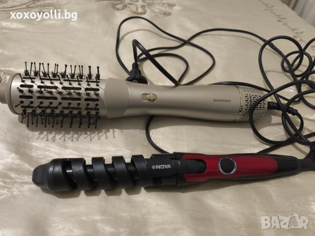 Преса/маша за къдрици + Ел.четка за изправяне на косата 