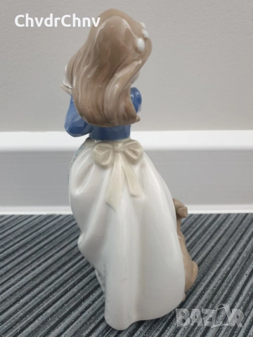 NAO Lladro статуетка 19см/НАО ЛАДРО испанска порцеланова фигура/момиче с торта и куче, снимка 6 - Статуетки - 51500261