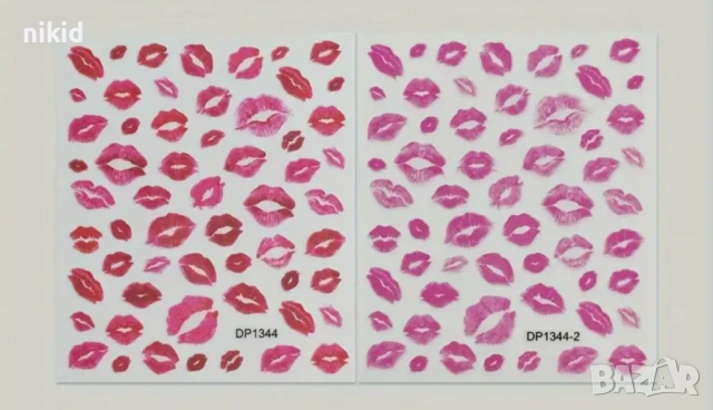 3D Уста устни целувка целувки kiss самозалепващи лепенки ваденки слайдер за нокти маникюр декорация, снимка 4 - Продукти за маникюр - 49471762
