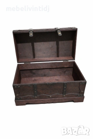 Антична дървена ракла с метални обкови, снимка 2 - Ракли - 53557755