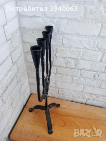 Стар свещник от ковано желязо среден, снимка 5 - Други ценни предмети - 53207781