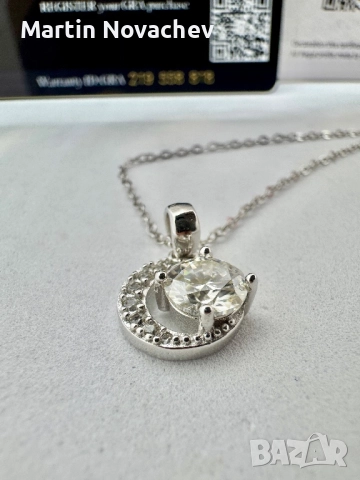 Сребърно колие с мойсанит (Диамант) 1 карат, снимка 10 - Колиета, медальони, синджири - 52371028