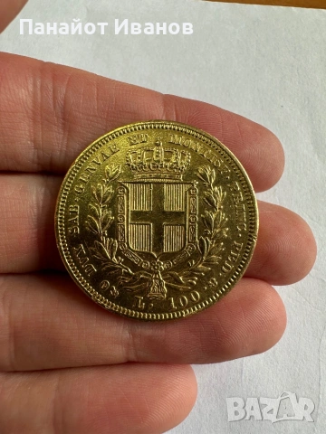 Златна монета Италия Сардиния 100 лири 100 франка 100 лева злато материал инвестиция, снимка 3 - Нумизматика и бонистика - 53640693