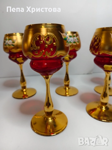 чаши за вино от италиански цветен кристал , снимка 8 - Чаши - 52901624