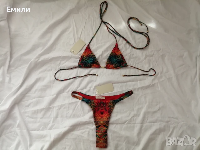 S, M, L нов комплект цветен дамски бански от две части psychedelic, снимка 8 - Бански костюми - 51076707