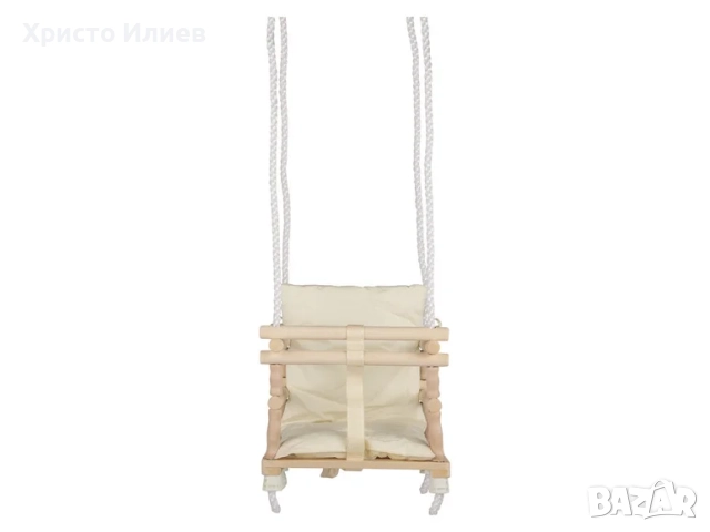 Детска дървена люлка С мека седалка, снимка 4 - Градински мебели, декорация  - 51935128
