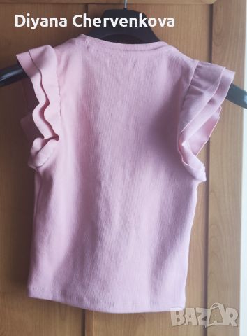 Бледо розова лятна дамска блуза с къдри, снимка 2 - Потници - 46295338