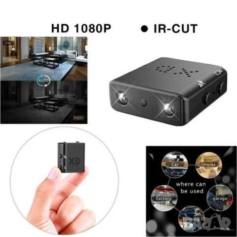 Мини скрита камера с нощно виждане, 1080P, Wi-Fi, 2.9 см, 7 гр, снимка 2 - HD камери - 45560544