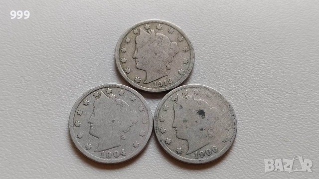 5 цента 1904, 1906, 1912 САЩ - LIBERTY
