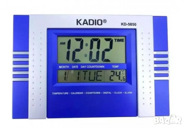 Голям настолно-стенен мултифункционален електронен часовник с аларма, календар и много функции, снимка 2 - Други стоки за дома - 54078799