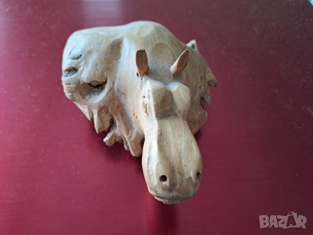 Дървена фигурка хипопотам ръчна изработка, снимка 2 - Декорация за дома - 46407714