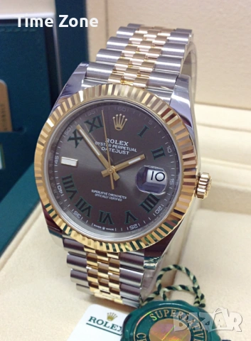 Rolex Datejust 41mm Two Tone Yellow Gold Wimbledon Dial Automatic Различни Варианти, снимка 3 - Мъжки - 54051574