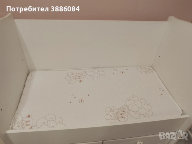 Детска кошара с решетка и двулицев матрак, снимка 3 - Кошарки - 51520285