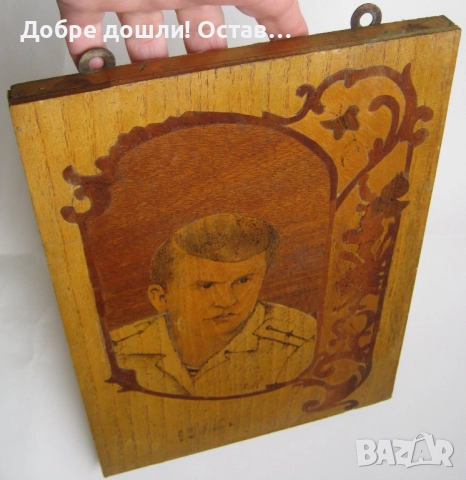 2 стари руски картини на дърво, картина лак, приказка, руснак офицер интарзия 1966, дървена картина , снимка 7 - Картини - 36327670