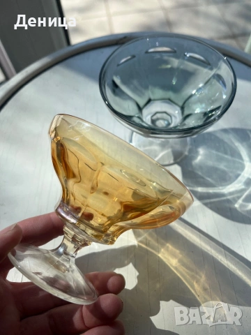 Чаши за двама♥️ Италианско художествено стъкло от Empoli.   Произведени са в района на Емполи, Итали, снимка 4 - Чаши - 54117628