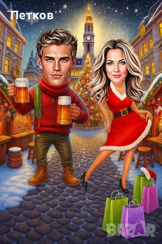 Карикатура по снимка за Коледа! Уникален подарък за любим човек!, снимка 4 - Картини - 52379727