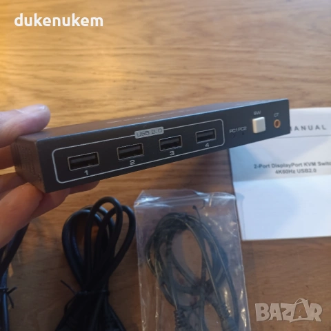 DisplayPort KVM суич 4K@60Hz – 2 компютъра към 1 монитор, снимка 9 - Други - 53083198